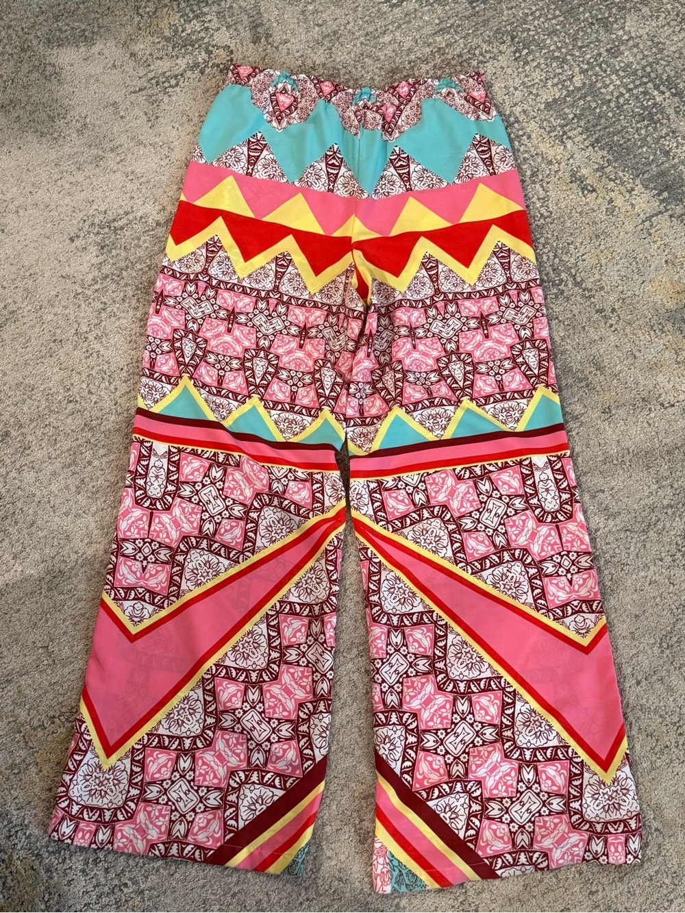 Gianni Bini Pink, Turquoise & Yellow Wide Leg Patterned Pants